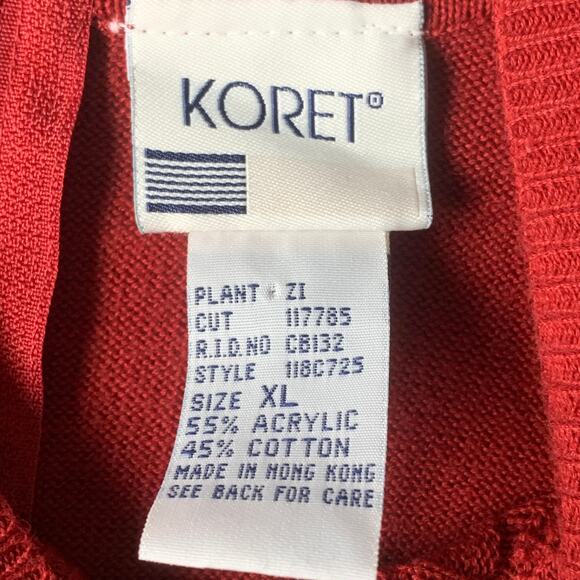 Koret Red Short Sleeve Sweater Blouse Mock Neck Partial Back Texture Front XL - Picture 10 of 15